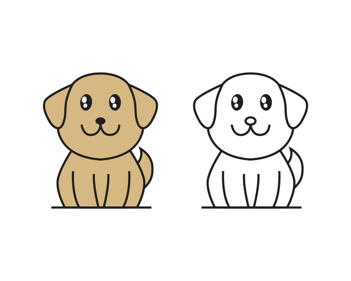 kawaii estilo linda perro caracteres pegatina vector ilustraciones con línea Arte y de colores