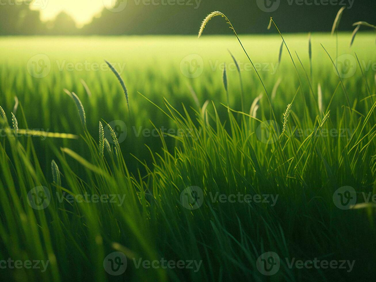 green grass in the sun ai generated photo