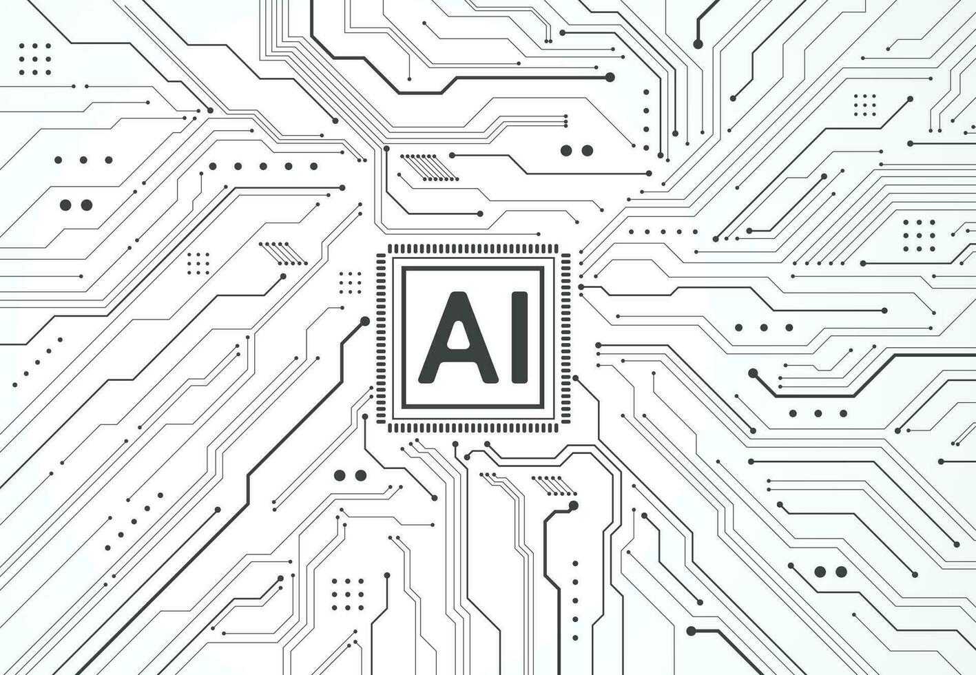 Artificial intelligence chipset on circuit board in futuristic concept technology artwork for web, banner, card, cover. Vector illustration