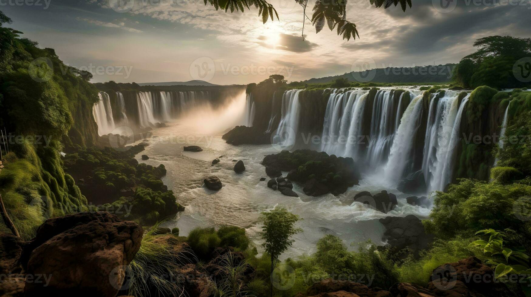 de la naturaleza belleza lozano bosque, fluido agua, majestuoso cascada. Perfecto viaje destino. ai generado foto