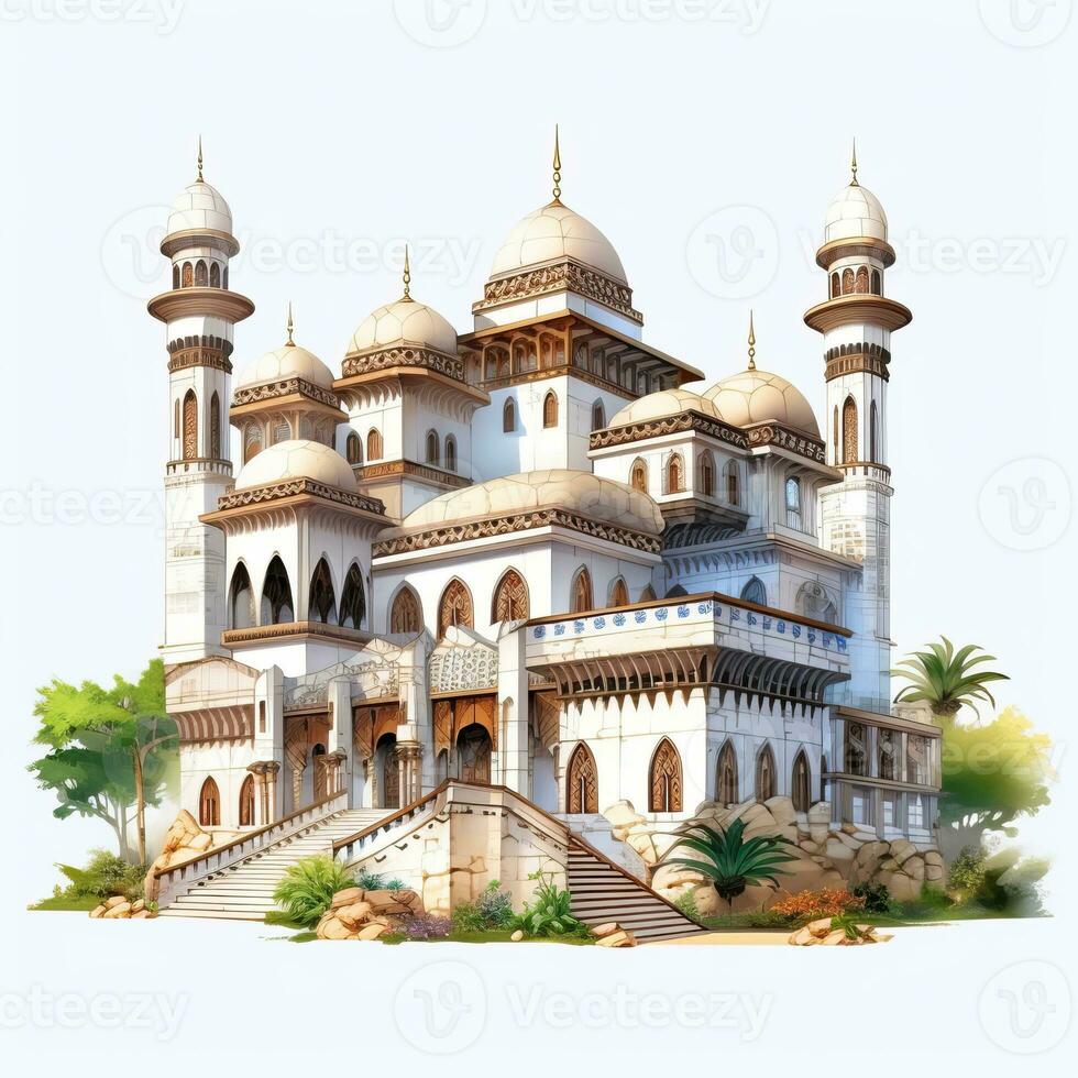 House anime style, House muslim architecture white background high quality ai image generated photo