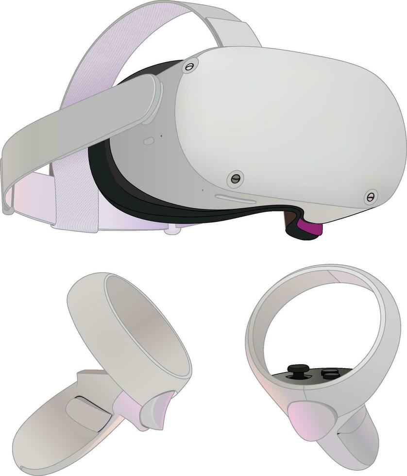 virtual reality headset and controller vector illustration , Meta oculus quest 2 vr headset vector image