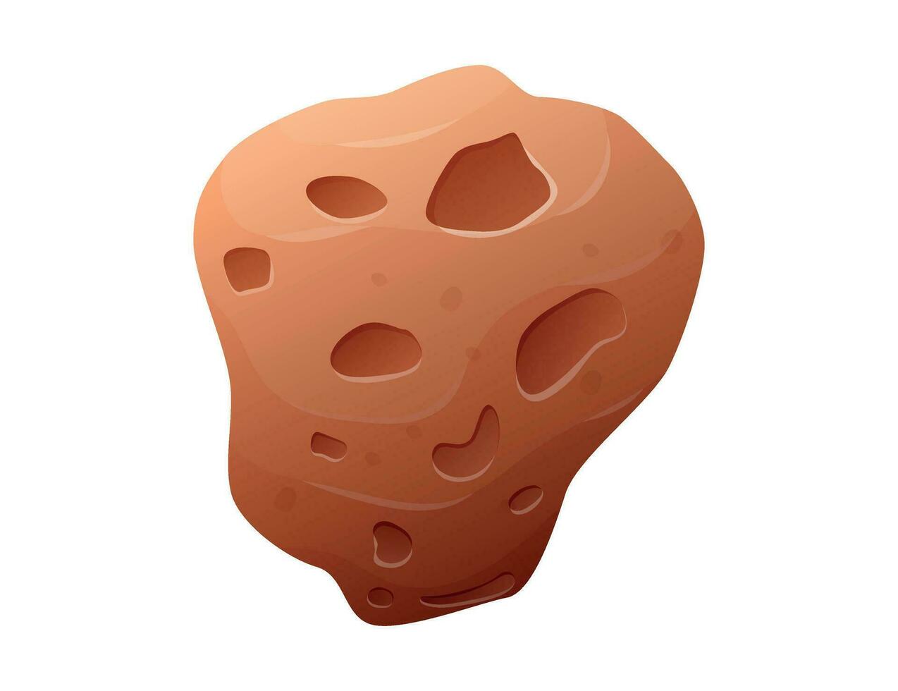 Cartoon flying space asteroid with craters and bumps. Vector isolated stone.