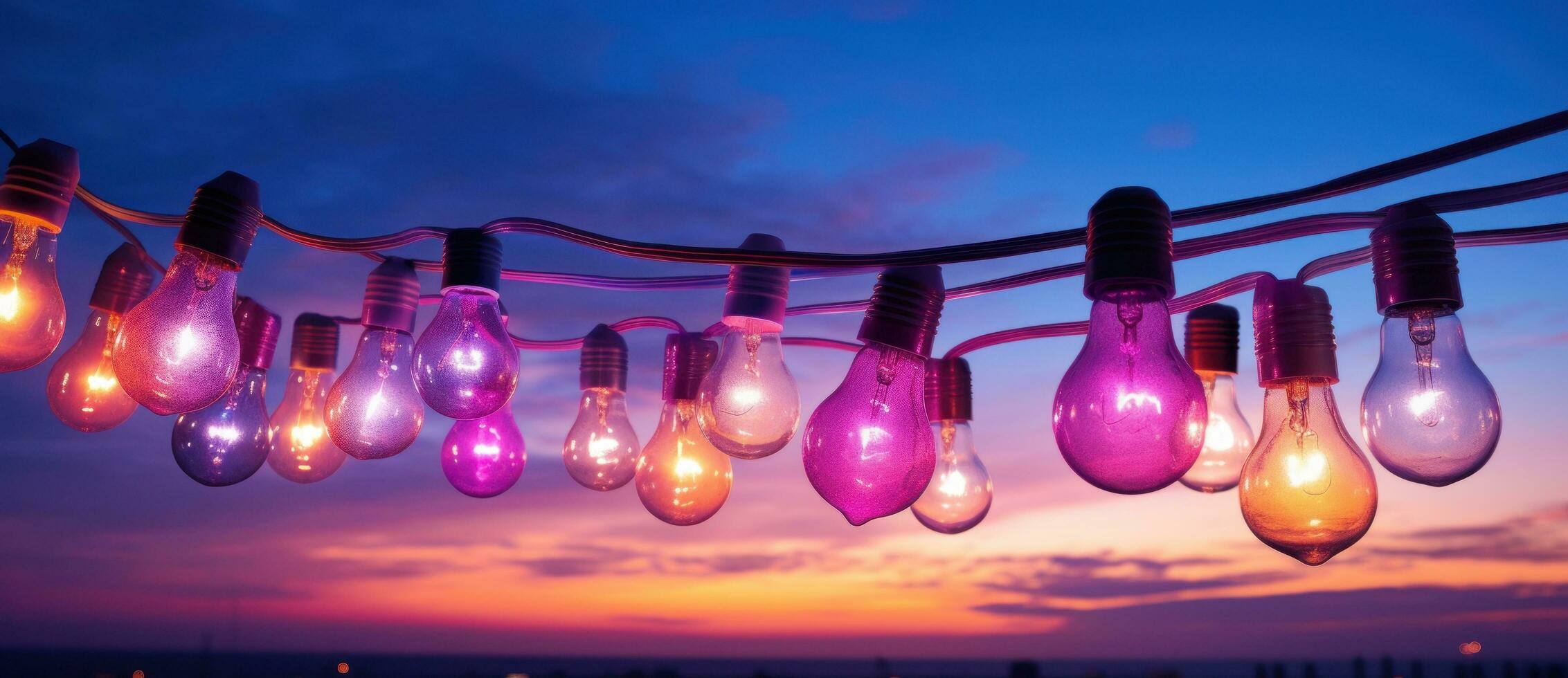Colorful light bulb garland photo