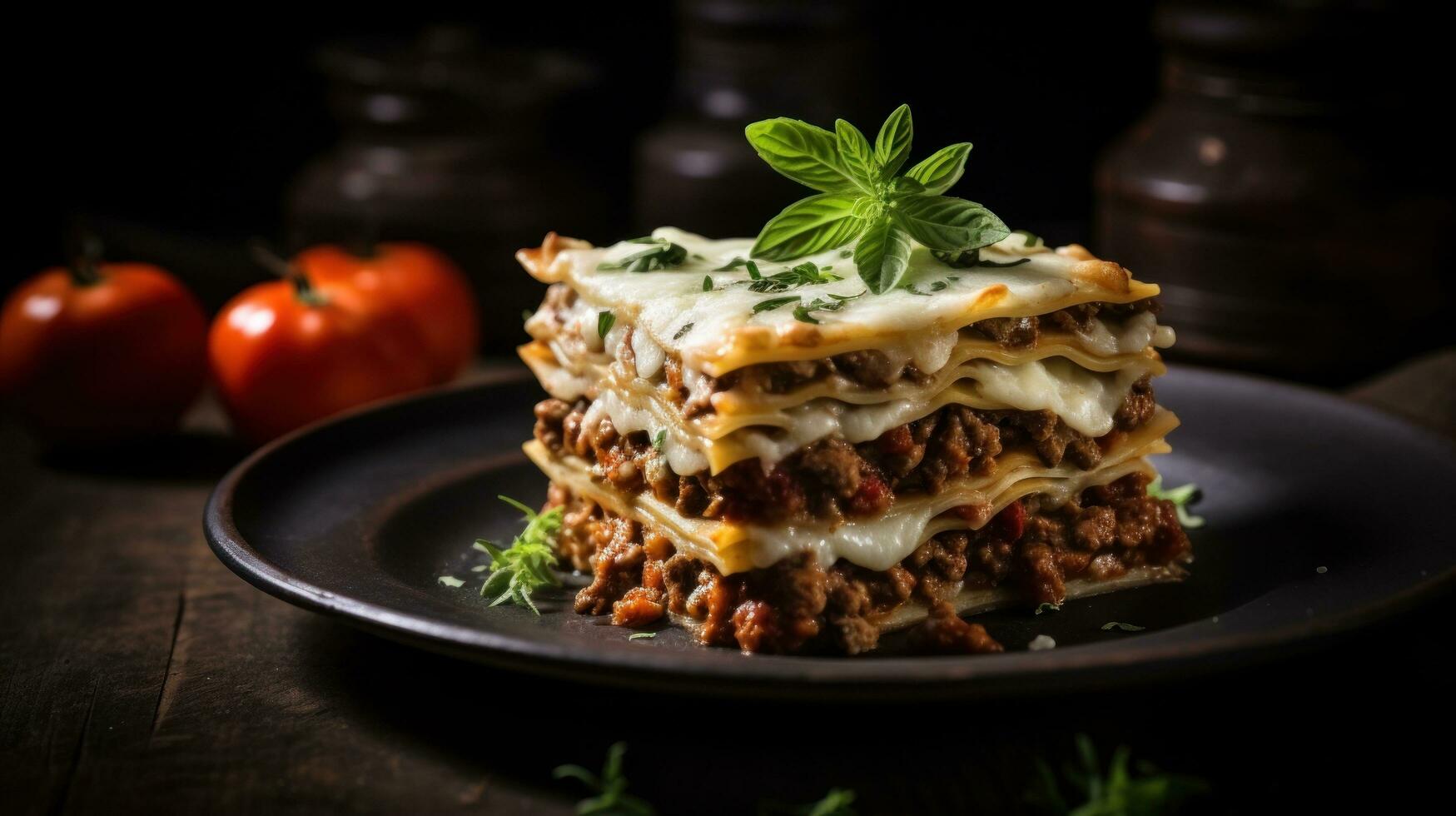 Italian lasagna with Bolognese sauce photo