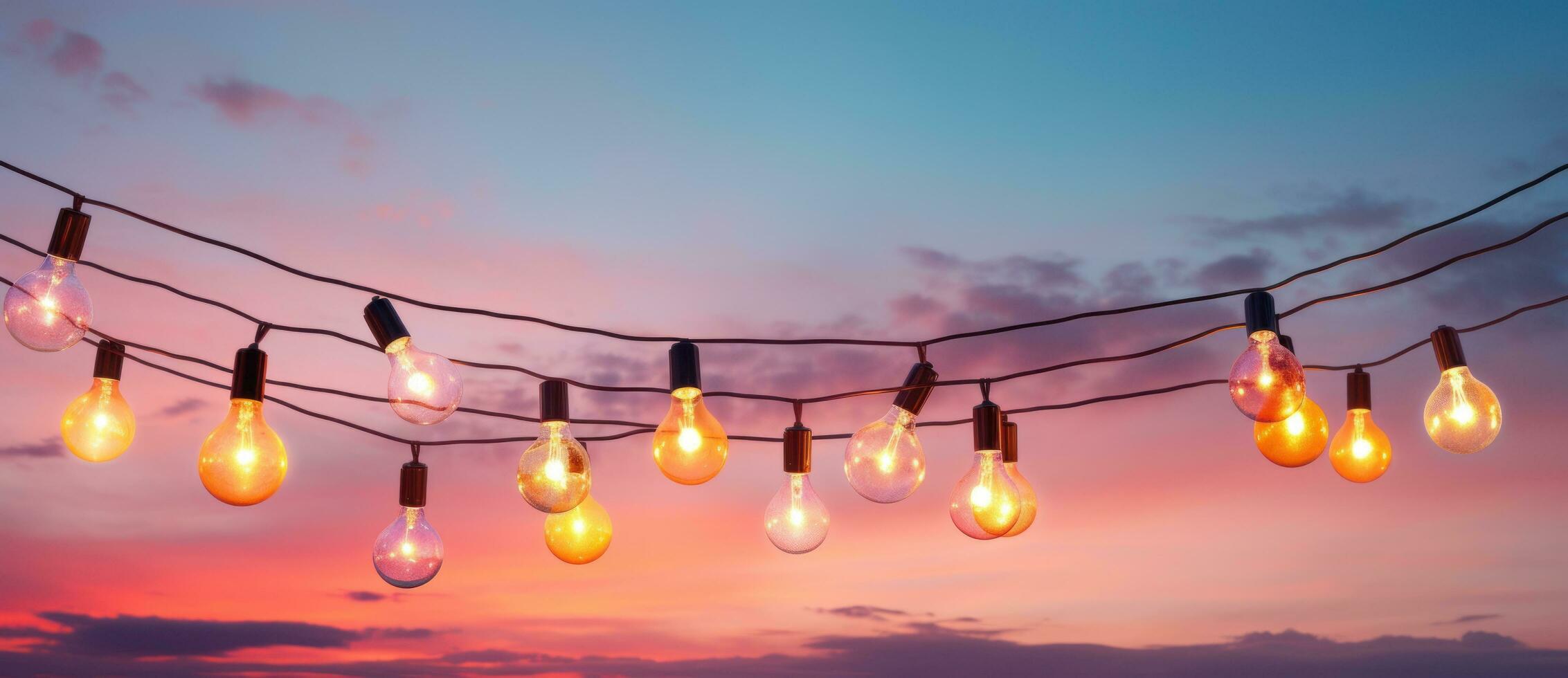 Colorful light bulb garland photo