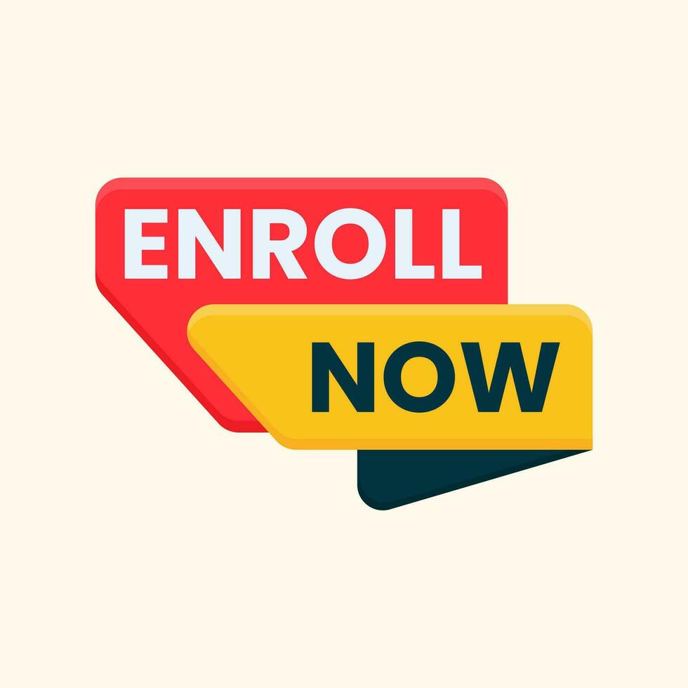 enroll now button banner vector clipart