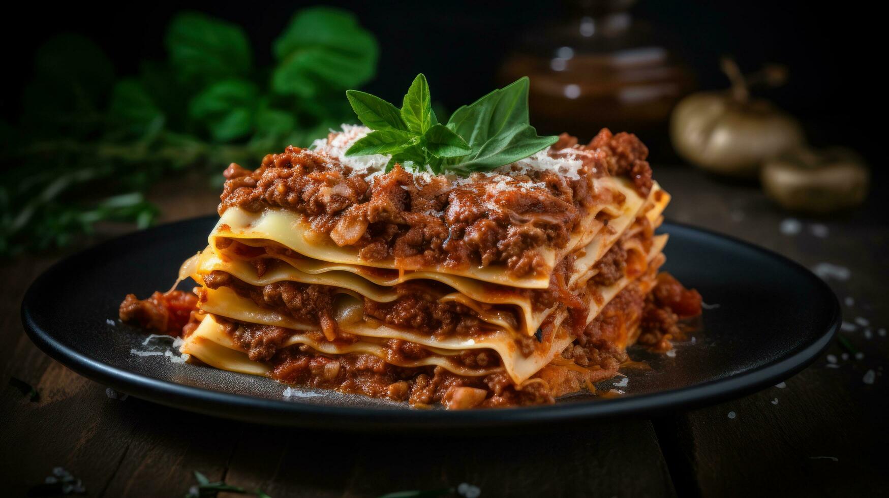 Italian lasagna with Bolognese sauce photo