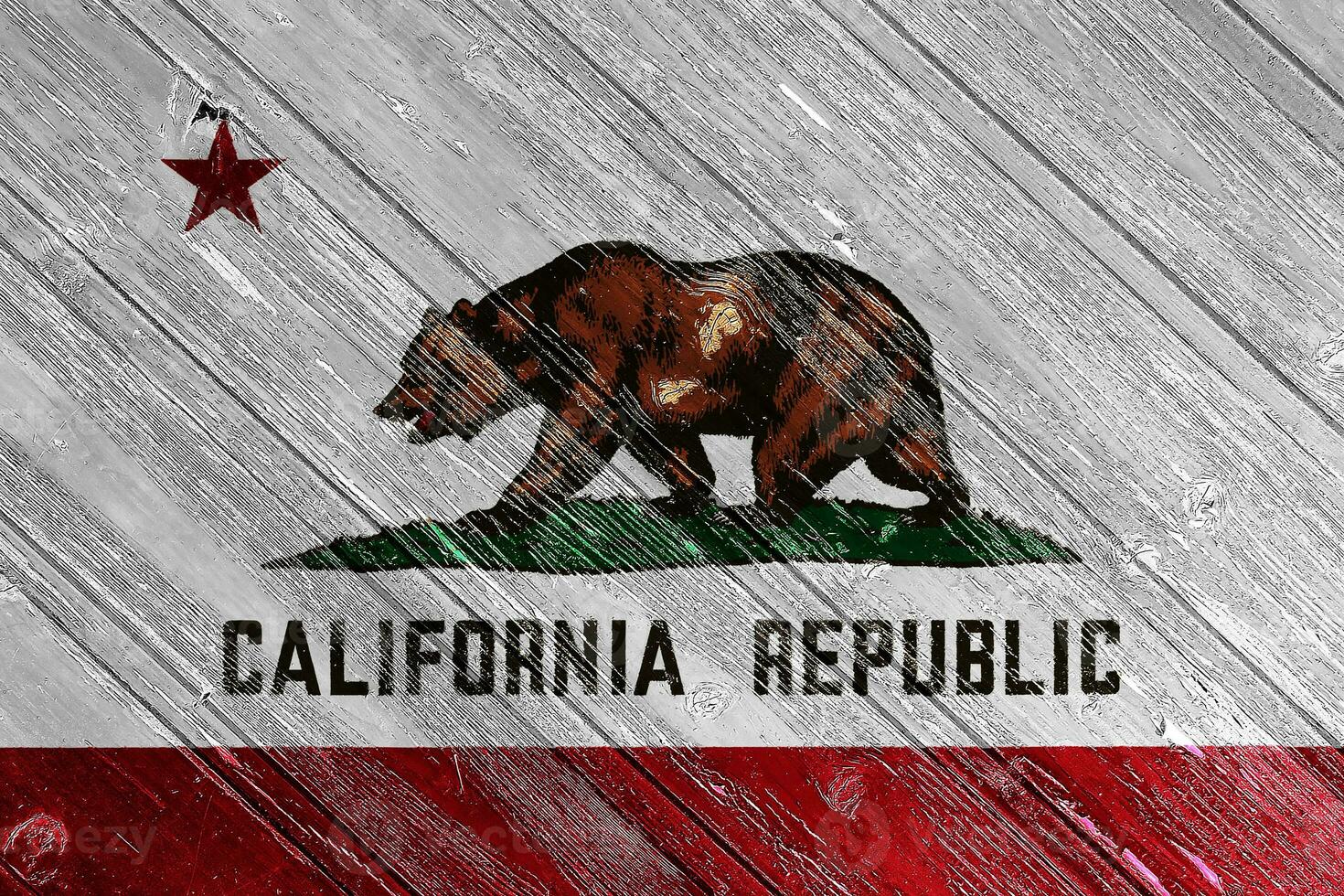 Flag of of USA state California on a textured background. Concept collage. photo