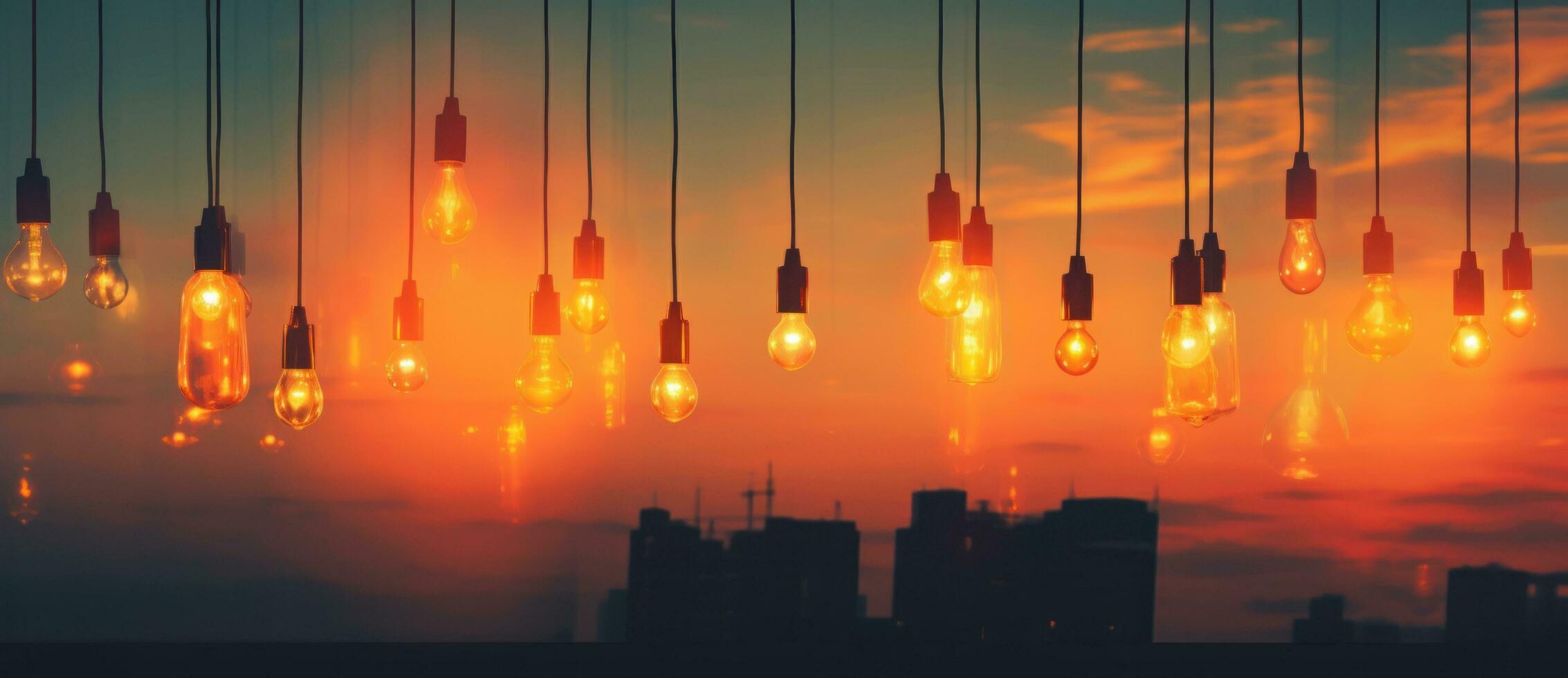 Colorful light bulb garland photo