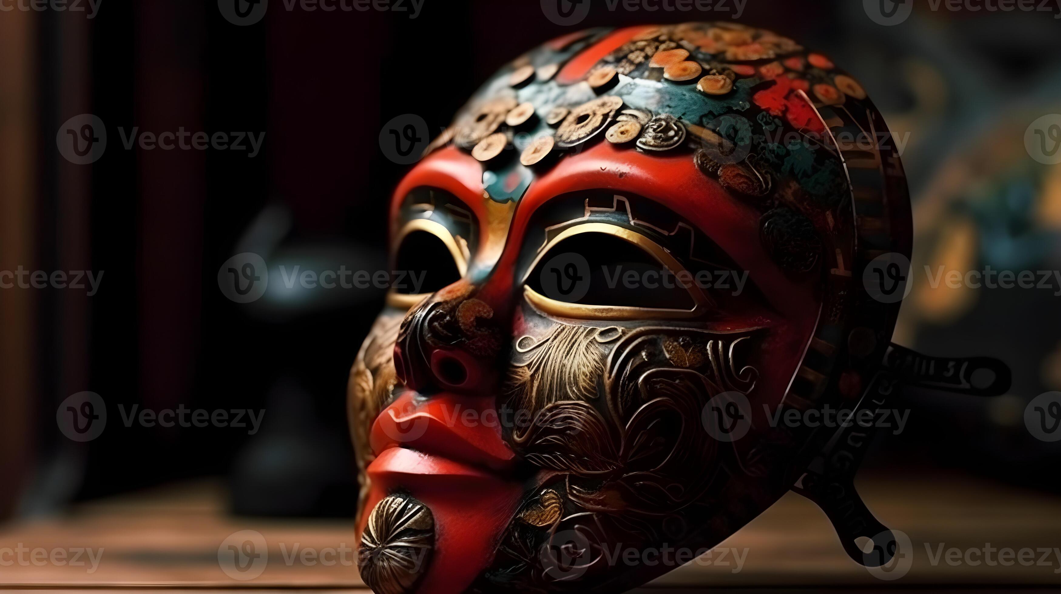 Traditional Japanese Face Mask on Displa, Stock Video