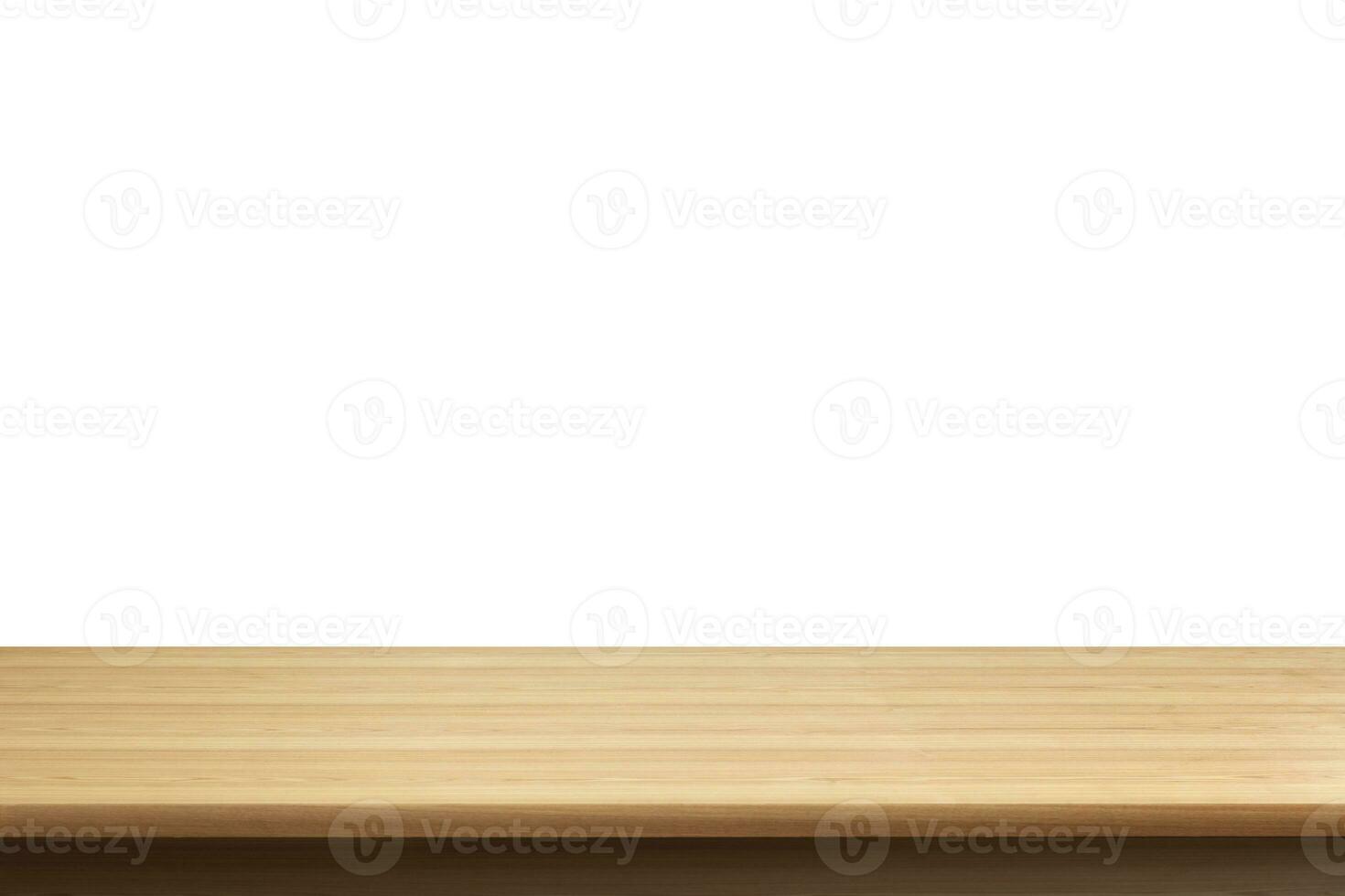 empty wooden table front view isolated on white background photo