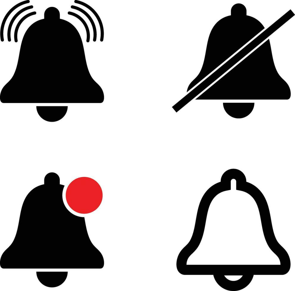 Notification, Alert and Mute Bell Icon vector