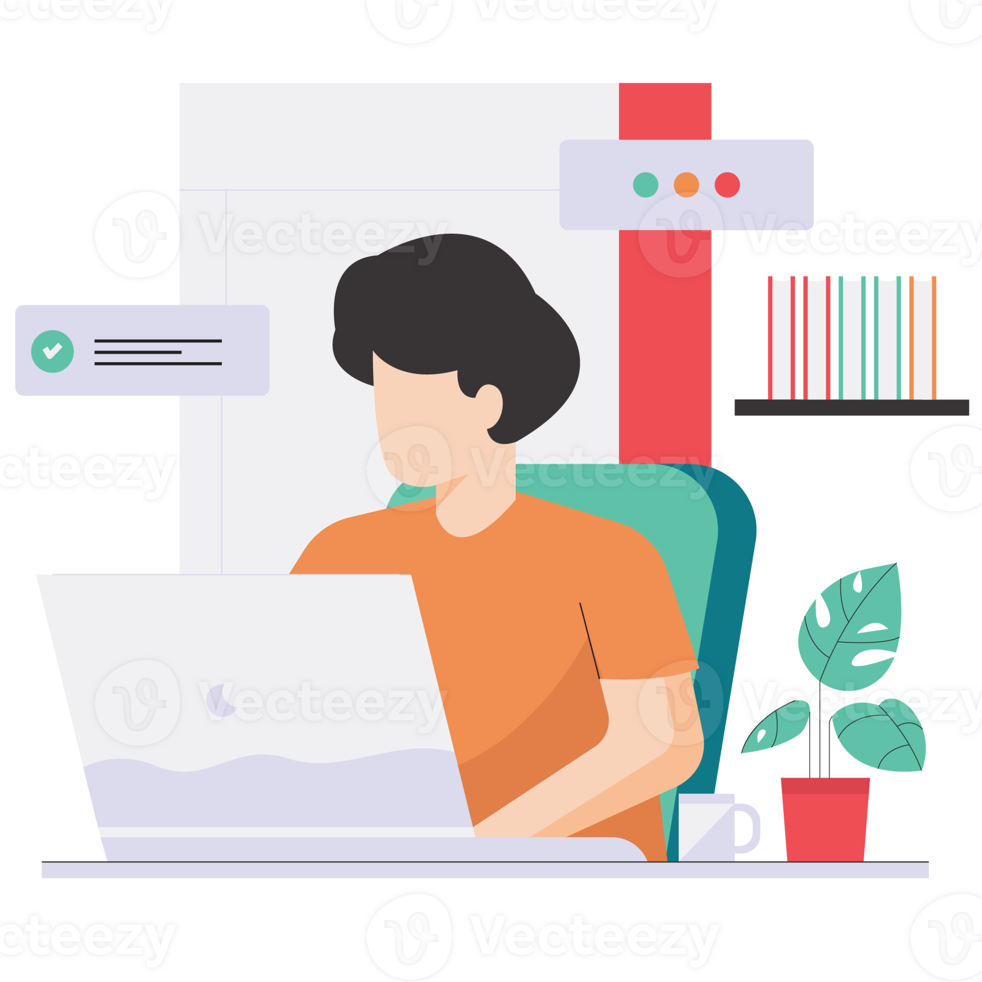 Kids Coding in Front of a Laptop Color 2D Illustration 27124640 PNG