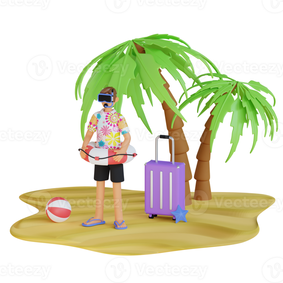Man With Suitcase Holiday 3D Illustration png