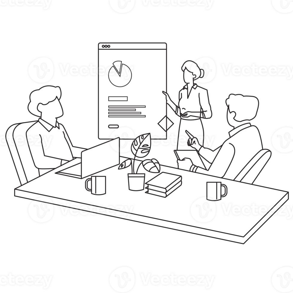 Teamwork Kids Coding Outline 2D Illustration png