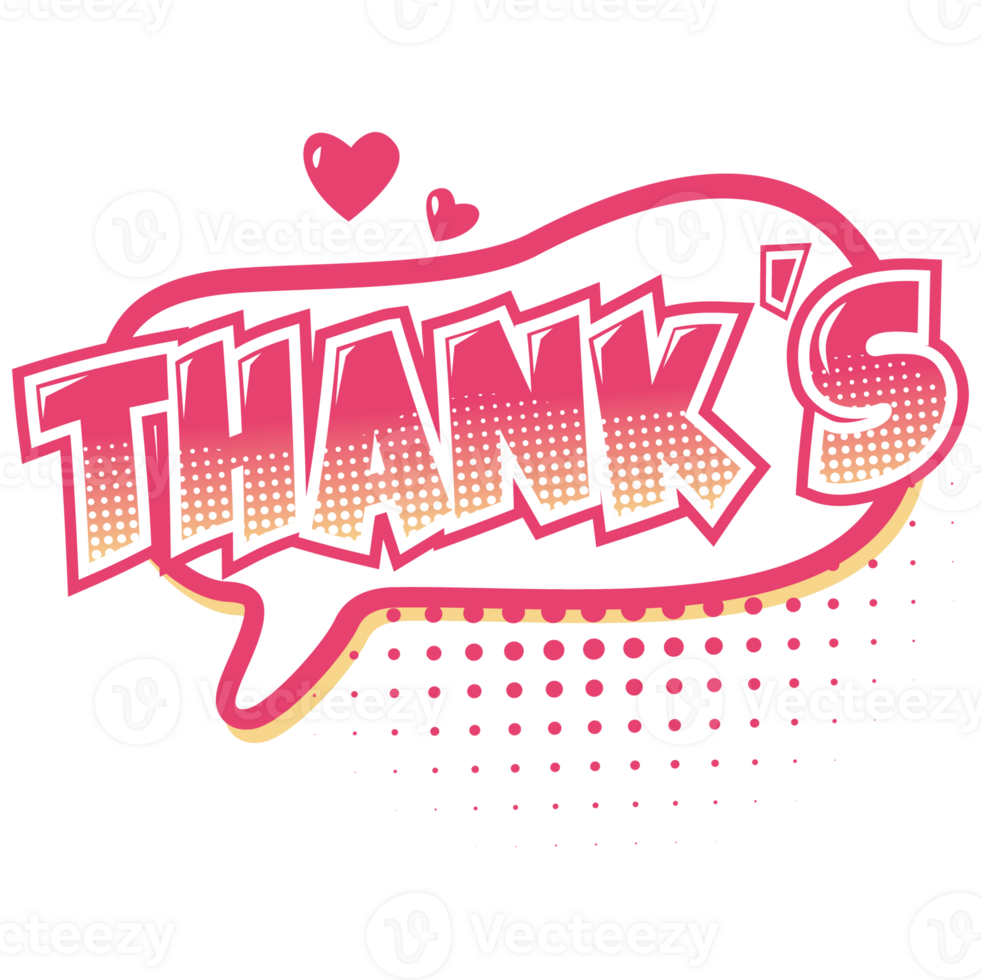 Thanks Comic Sound Retro Color 2D Illustration png