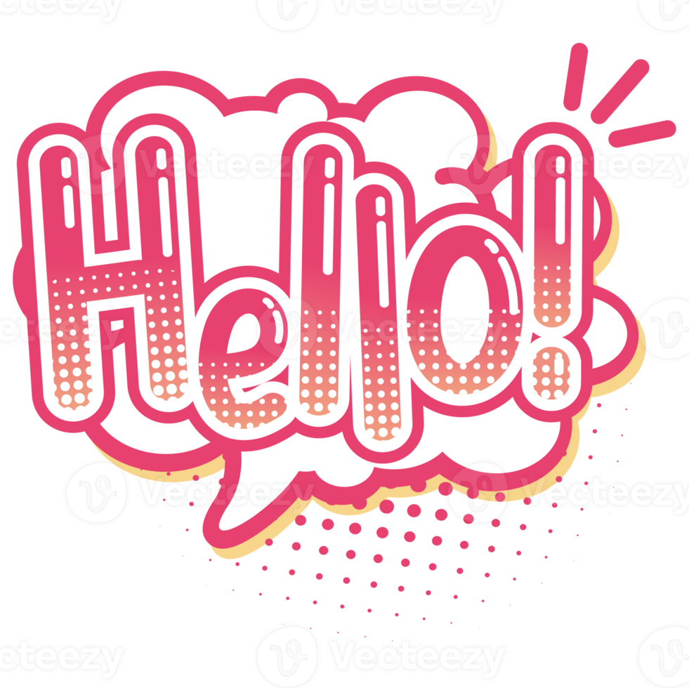 Hello Blast Explosion Retro Color 2D Illustration png