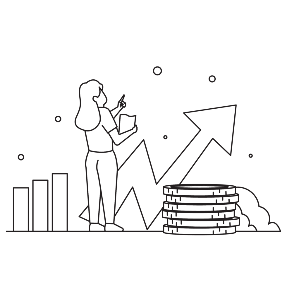 Accountant Auditing Expenses  Outline 2D Illustration png