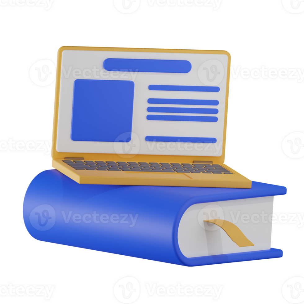 Laptop Course Education 3D Illustration png