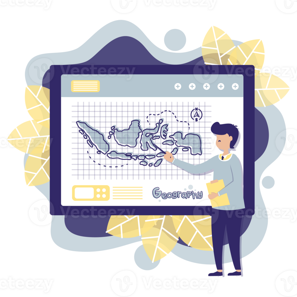 Geography Teacher Color 2D Illustration png