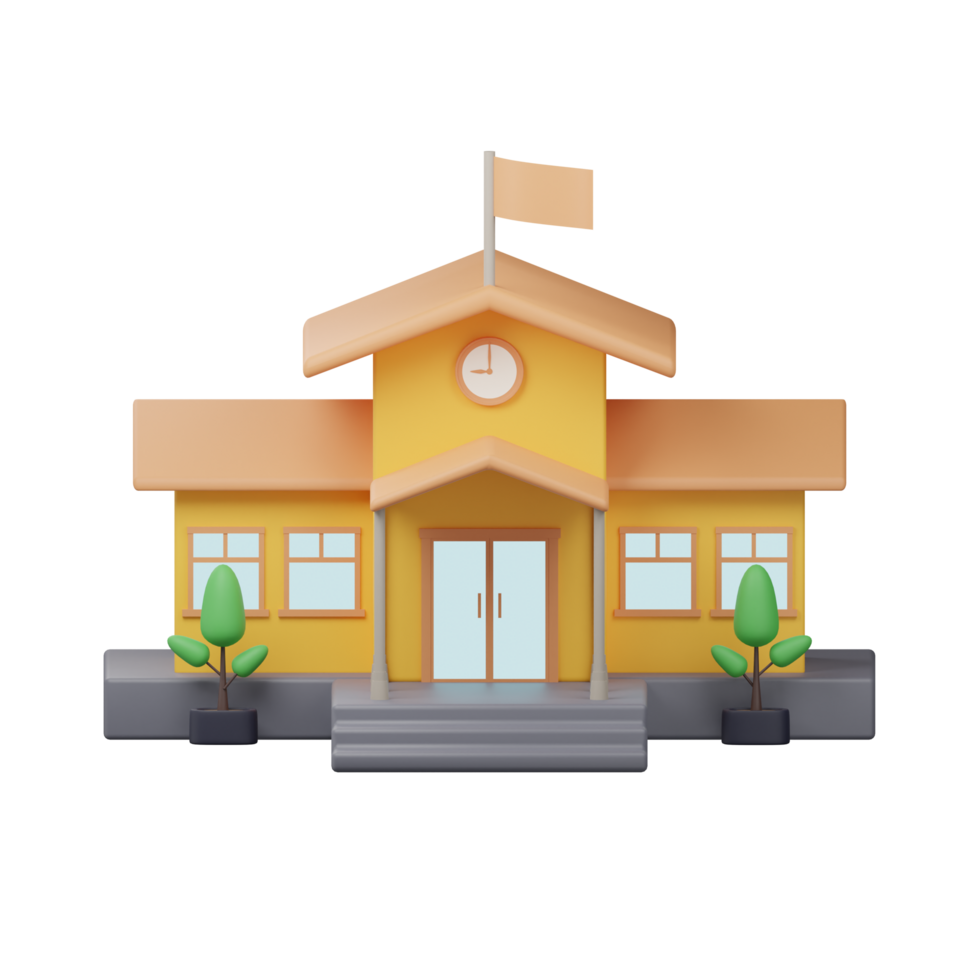 School Building 1 3D Illustration png