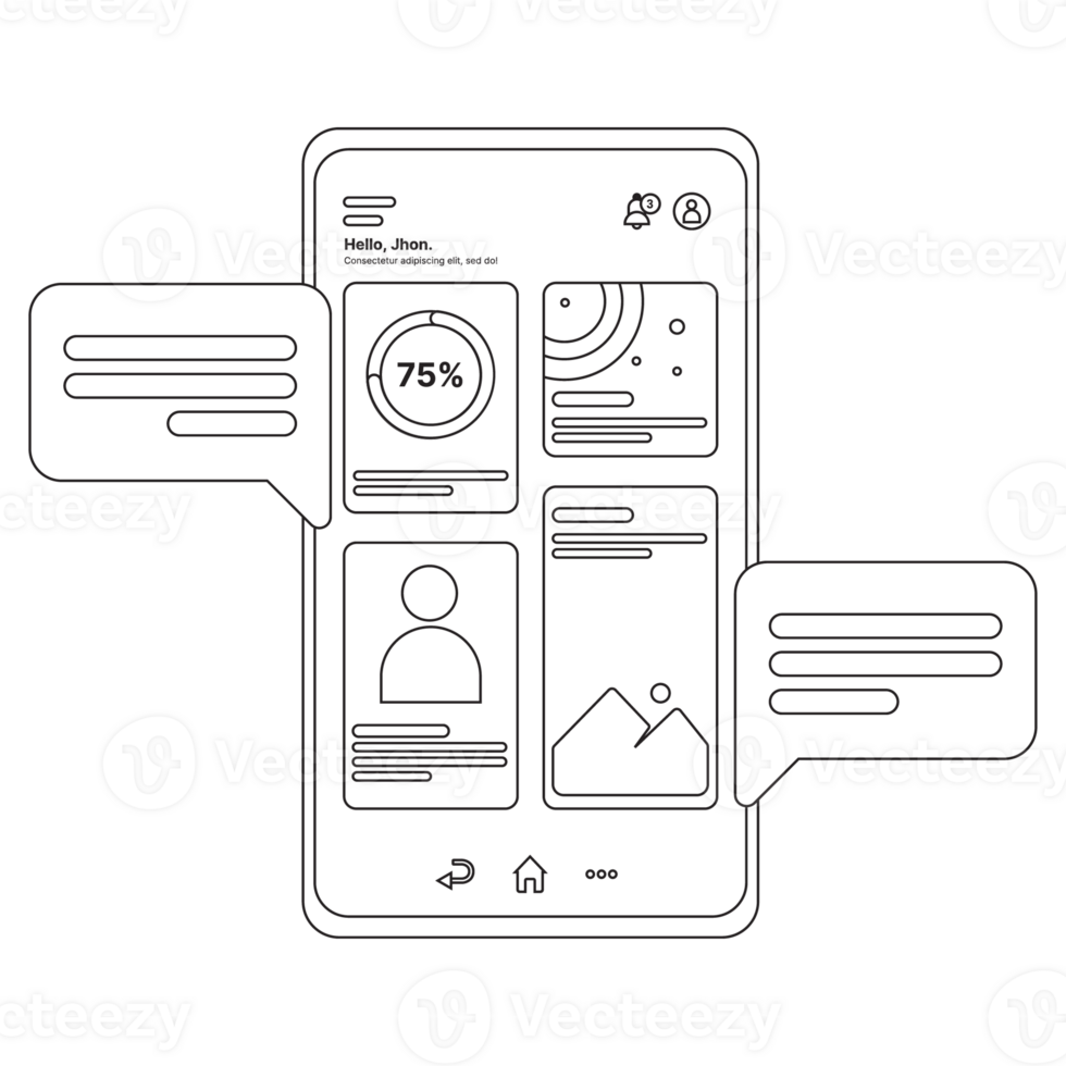 App Interface Outline 2D Illustration png