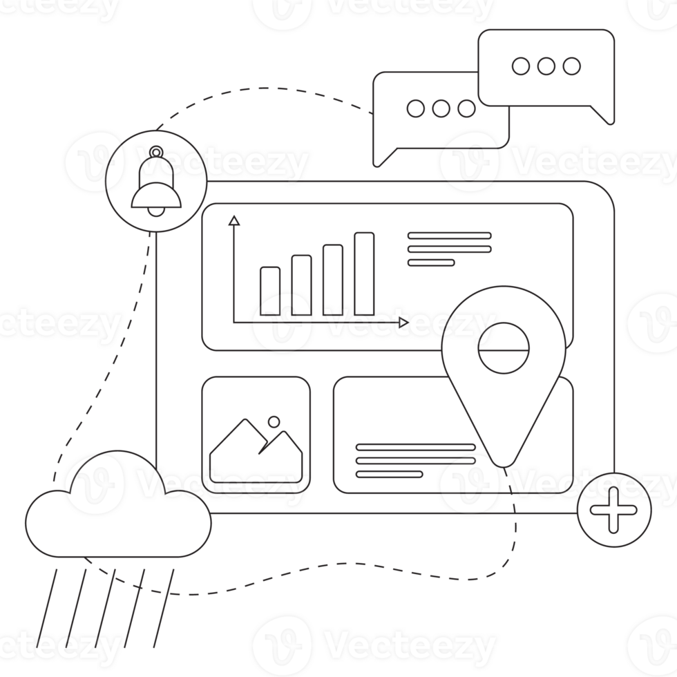 App Interface Concept Outline 2D Illustration png