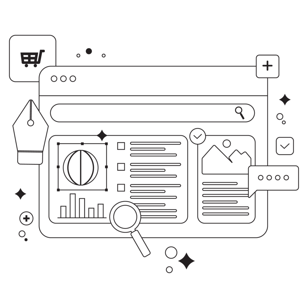 Application Digital Tool Box Outline 2D Illustration png
