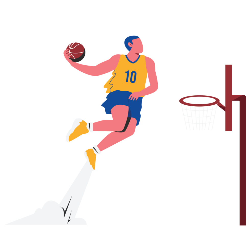 Dunk in basketball Sport People Color 2D Illustration png