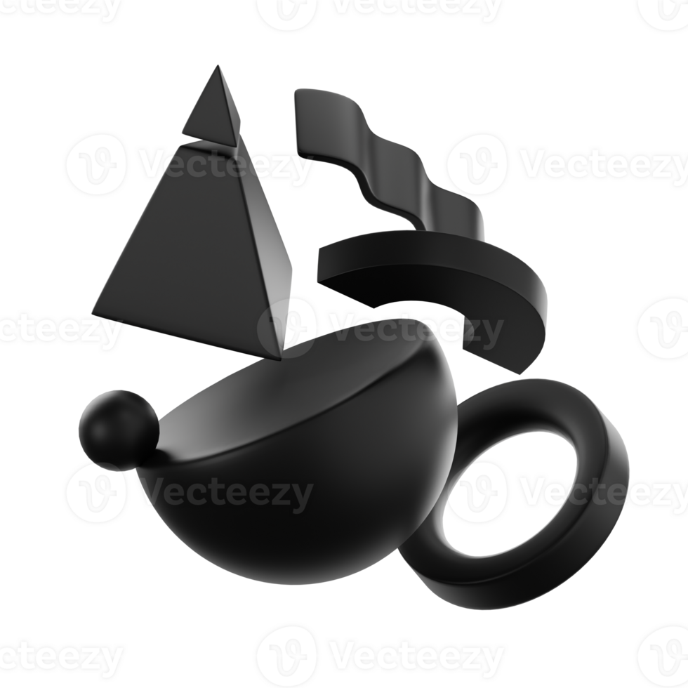Abstract Shape Black Matte 7 3D Illustration png