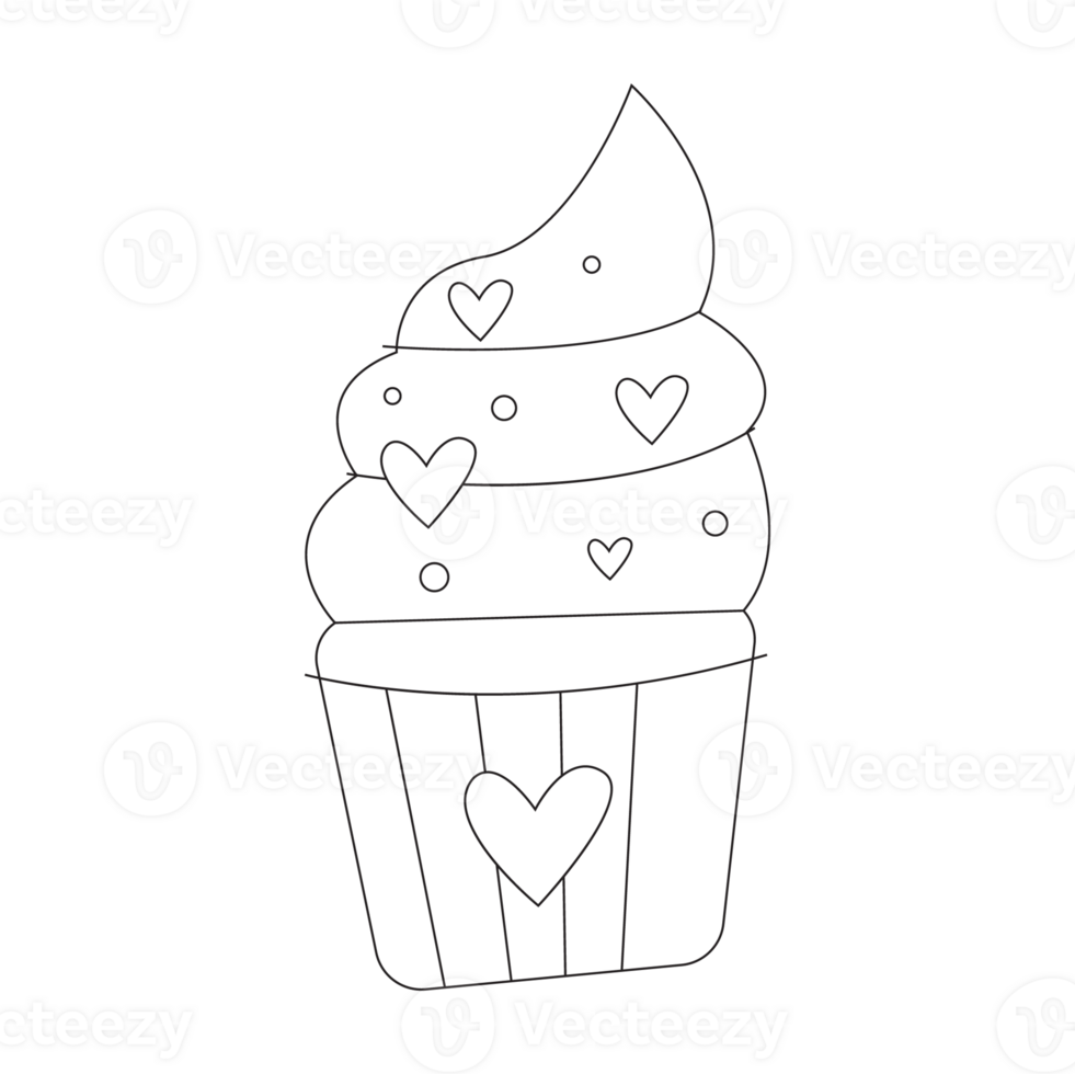 Cake Valentine Sticker Outline 2D Illustration png