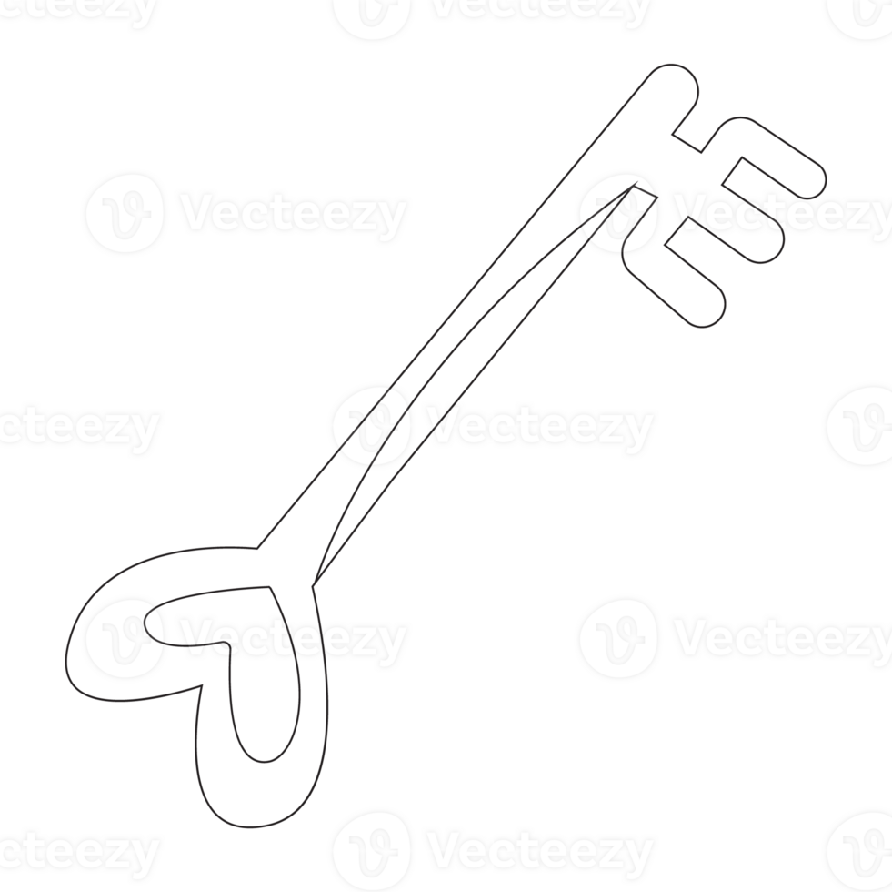 Key Valentine Sticker Outline 2D Illustration png