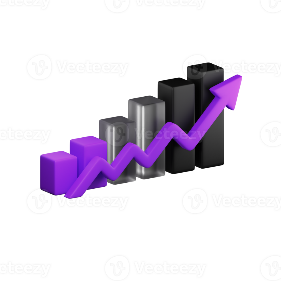 3D Bar Chart Infographic Purple Black png