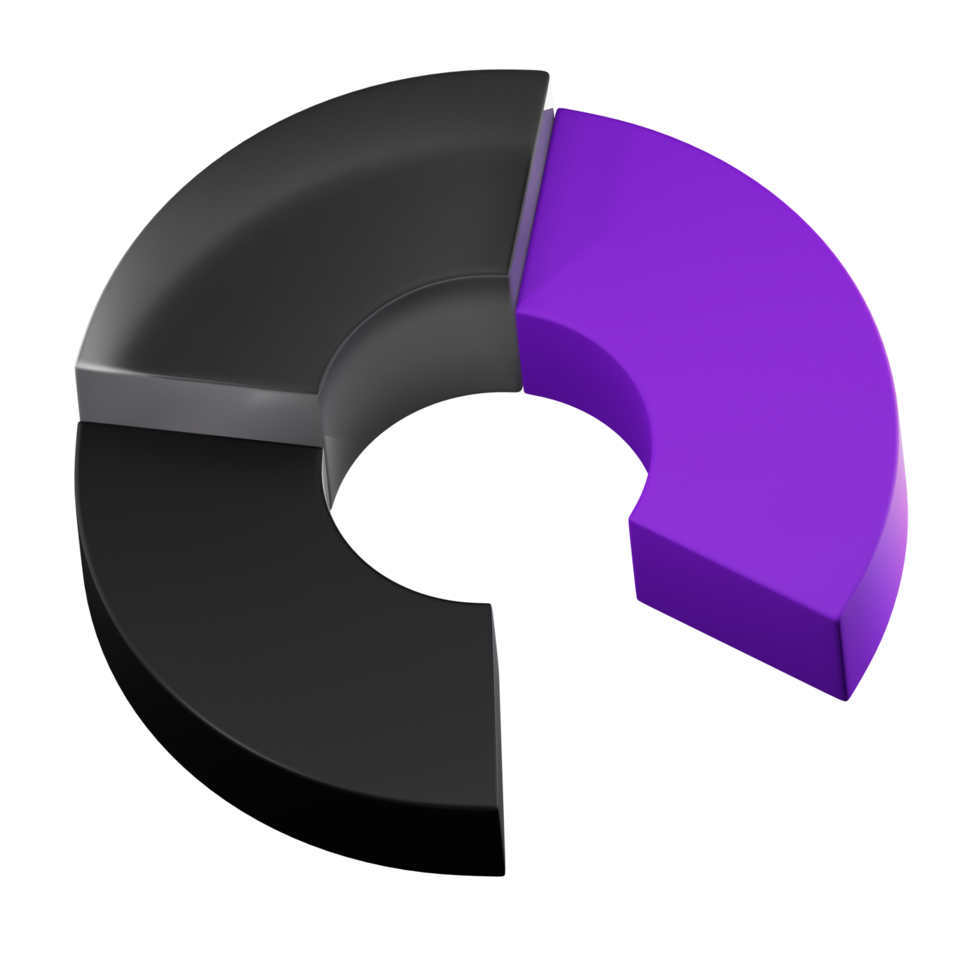 3D Pie Chart Infographic Purple Black png
