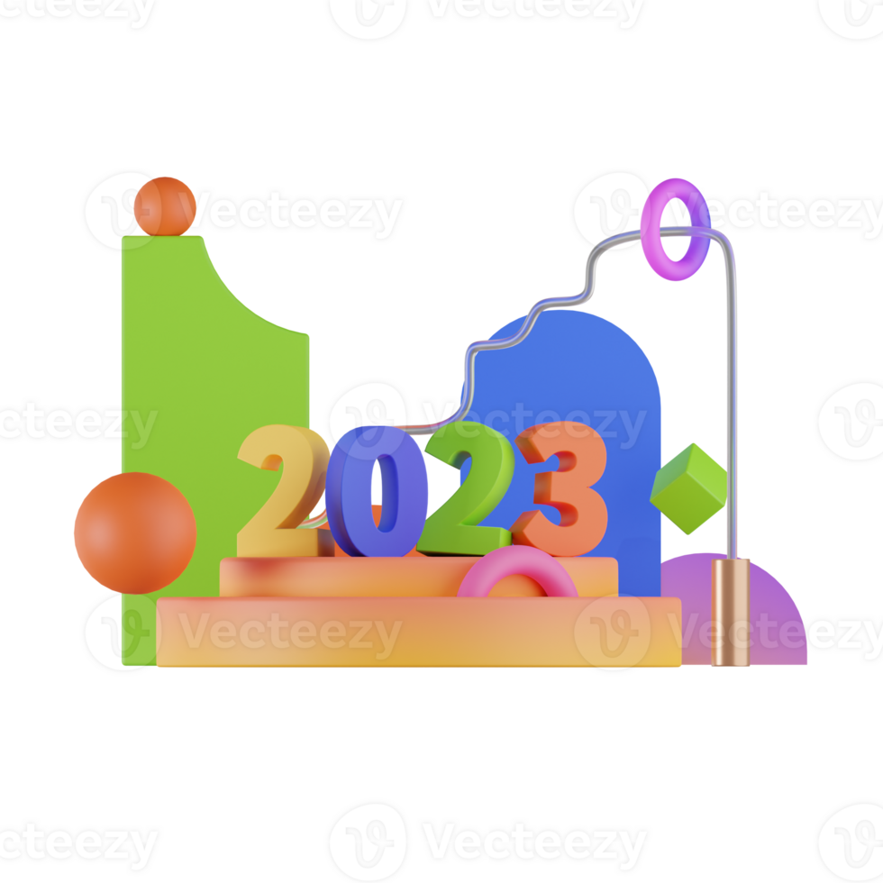 3D Render New Years 2023 Object Illustration png