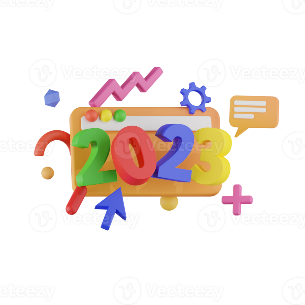 3D Render New Years 2023 Object Illustration png