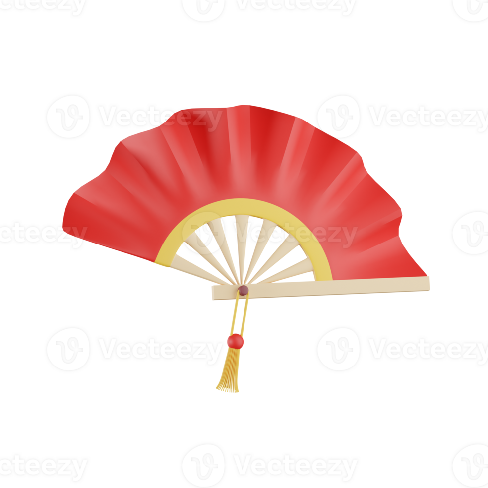 Hand held Fan Chinese New Year 3D Illustrations png