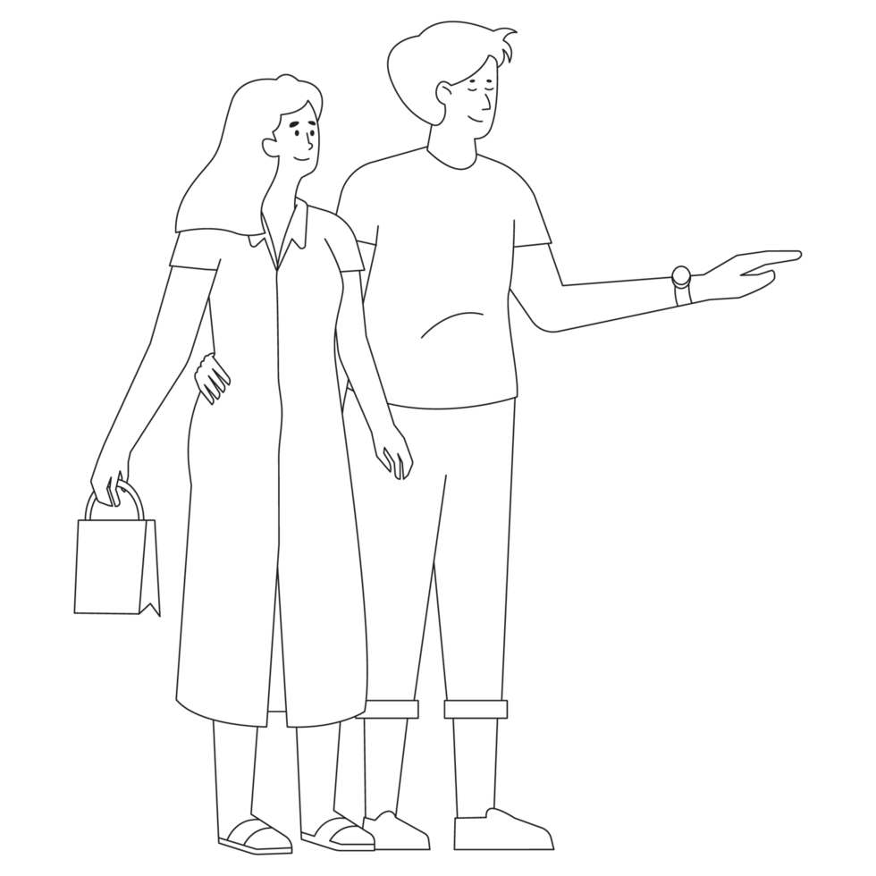 Buying Gifts Valentine Outline 2D Illustration png