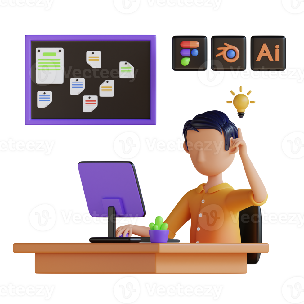 Freelance Designer Digital Worker 3D Illustrations png