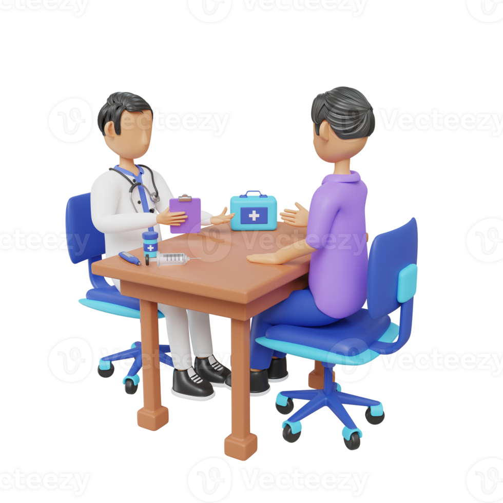 Doctor Consulting Patient Medical Healthcare 3D Illustrations png