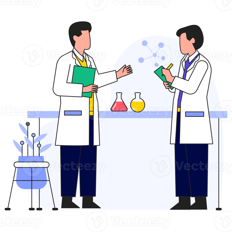 Sharing Scientist 2D Color Illustrations png