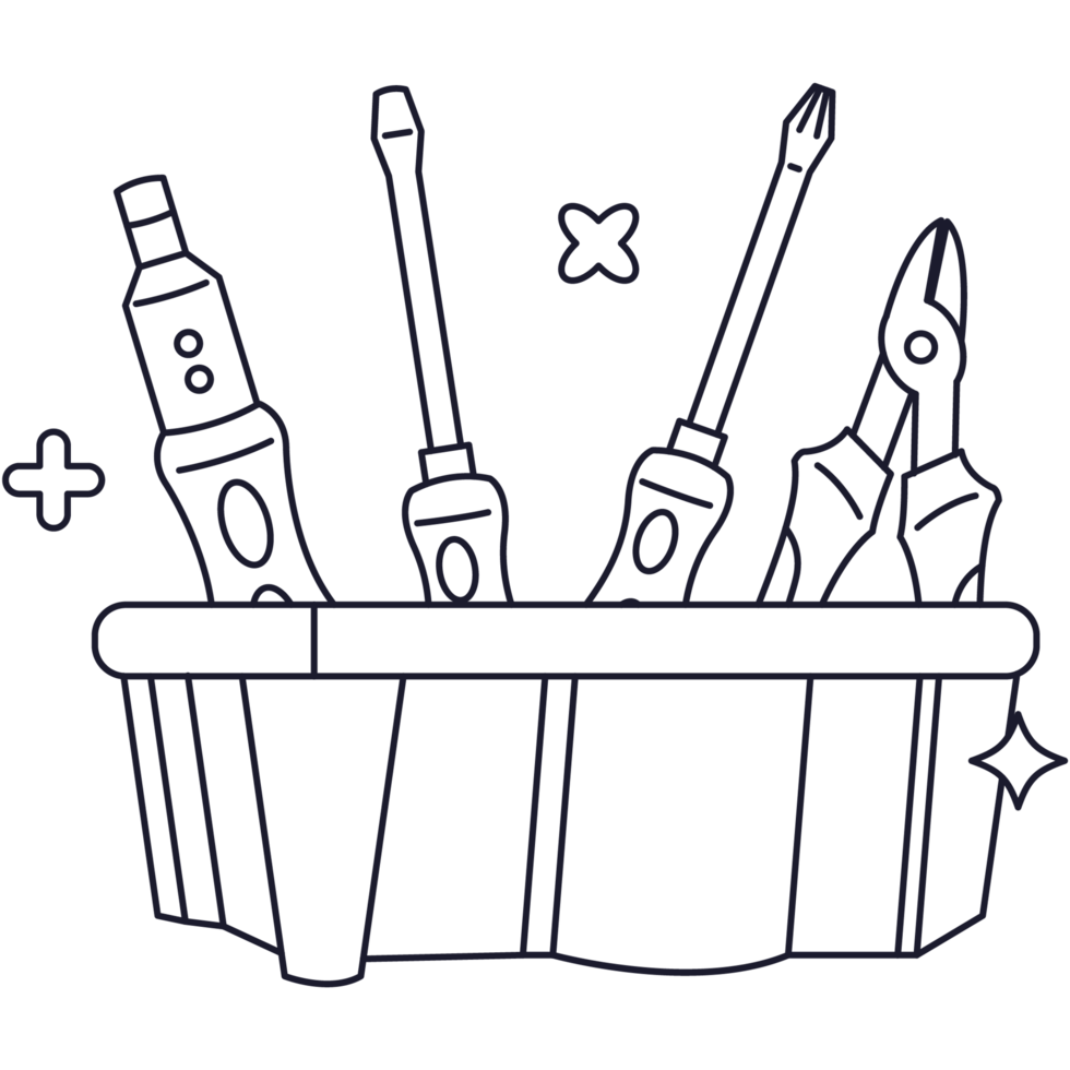 Tools Box Toolkit 2D Outline Illustrations png
