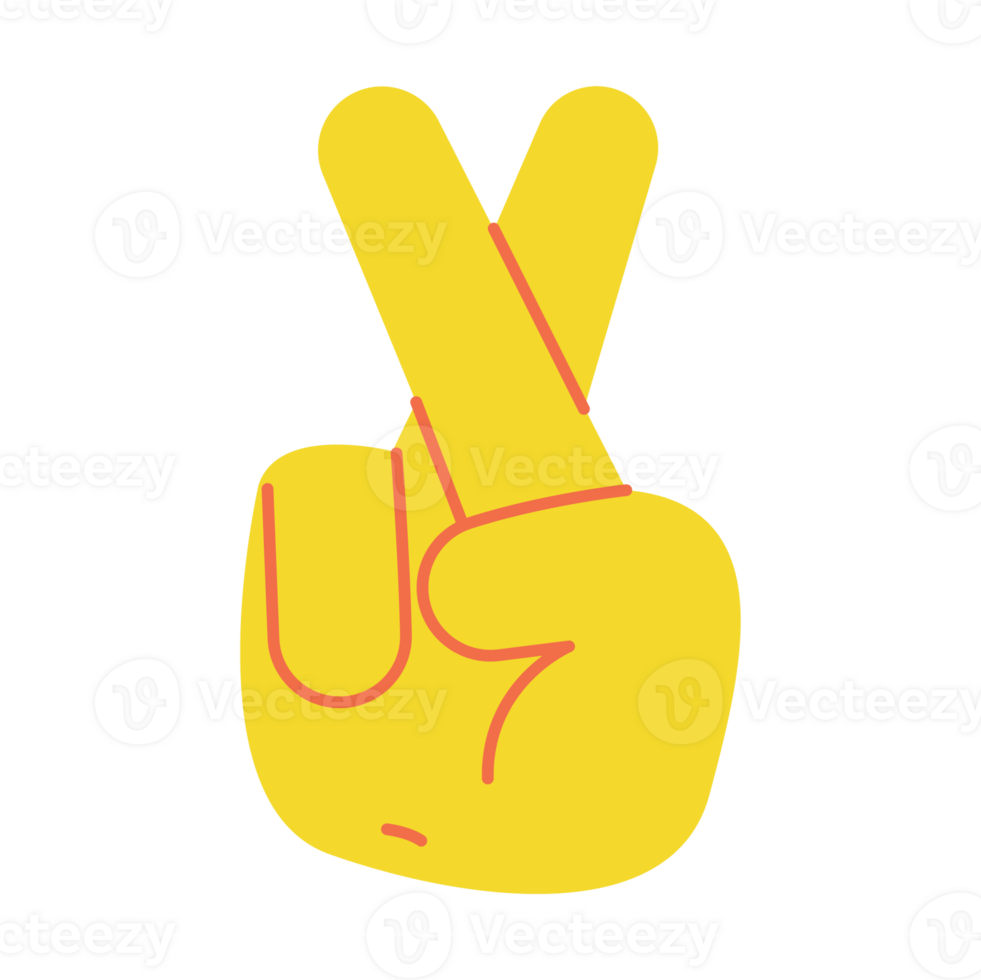 Cross Fingers Hand Gesture Color 2D Illustrations png