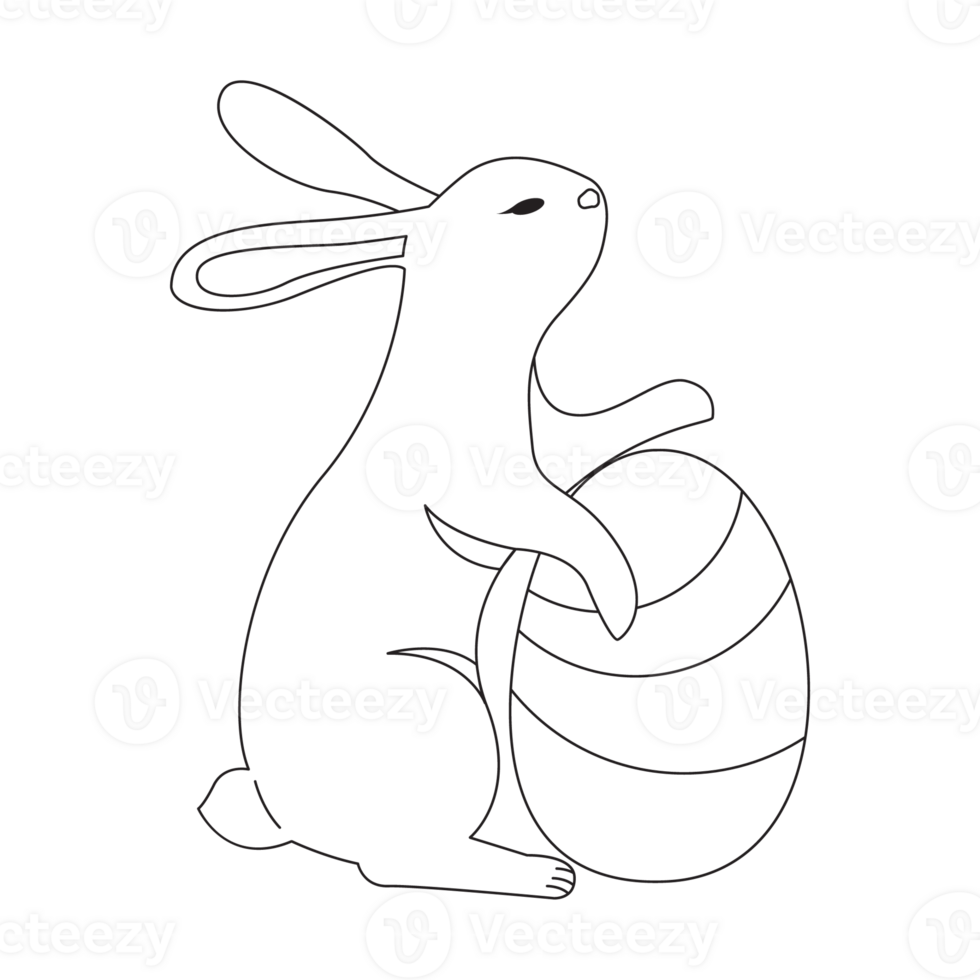 Standing Bunny Easter Outline 2D Illustrations png