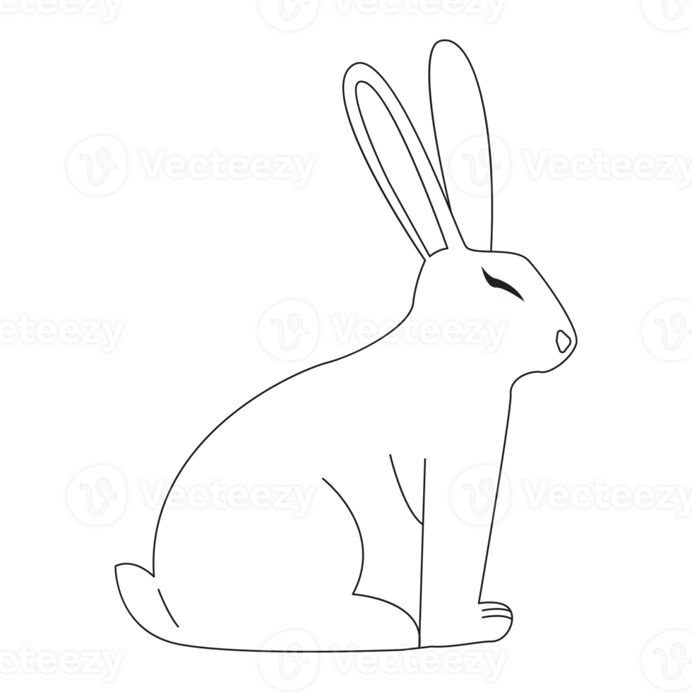 Sitting Bunny Easter Outline 2D Illustrations png