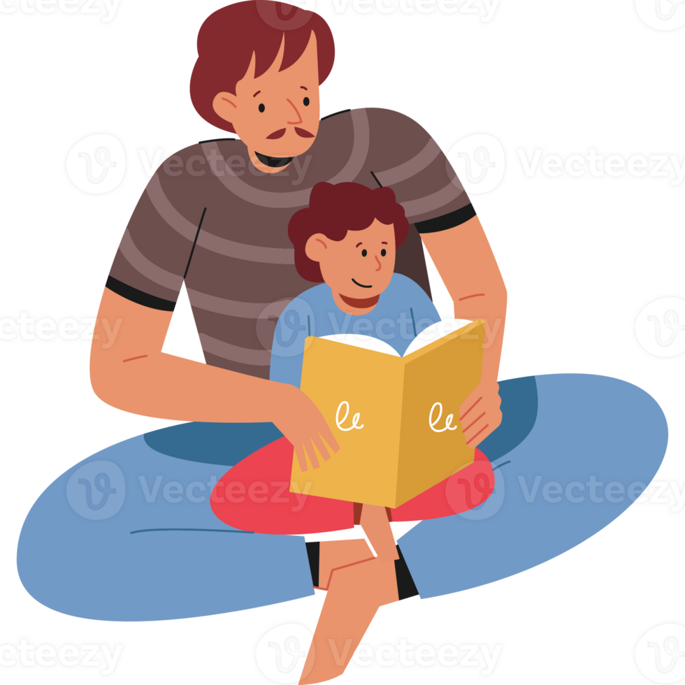Reading Book Fathers Day Color 2D Illustrations png