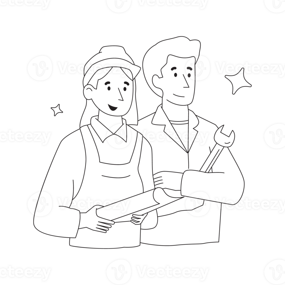 International Worker Day Labour Day Outline 2D Illustrations png