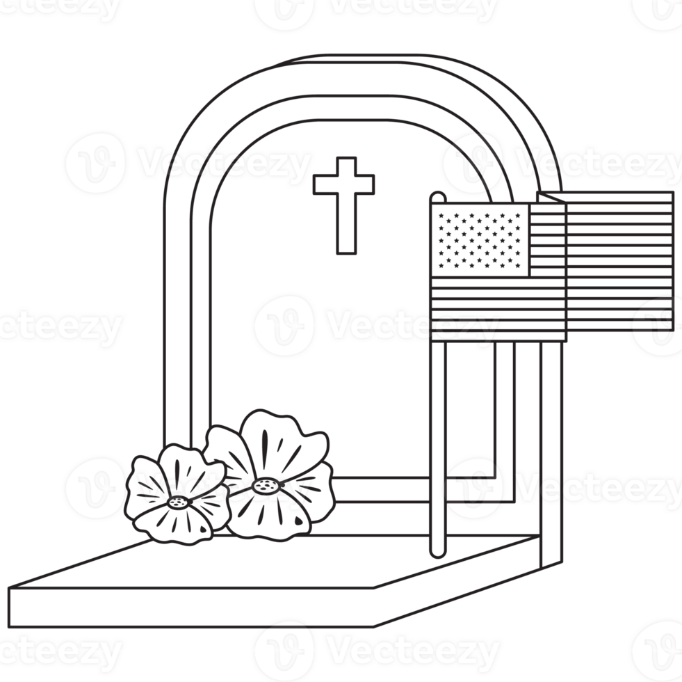 Memorial Memorial Day Outline 2D Illustrations png