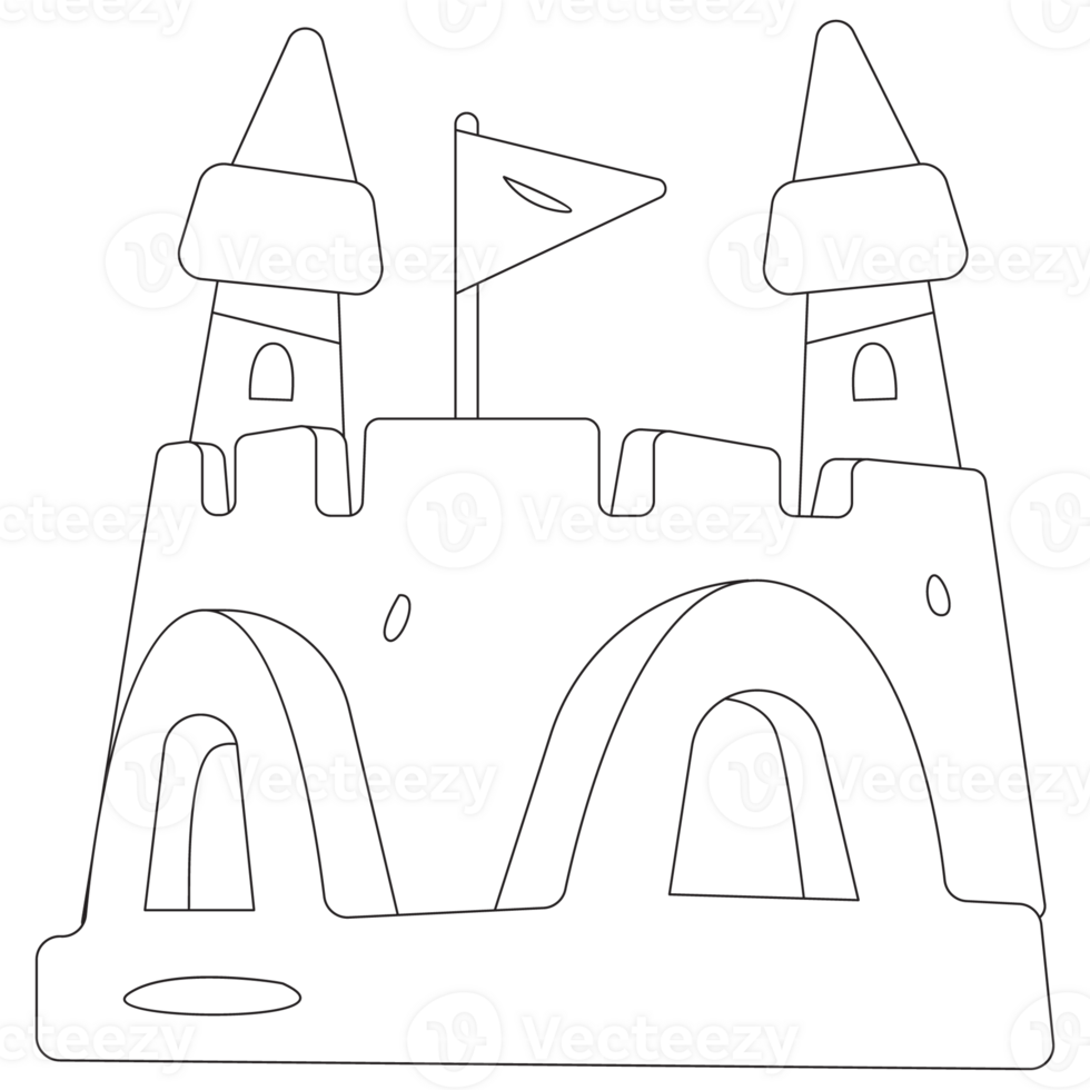 Sand Castle Beach Days Outline 2D Illustrations png